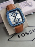 FOSSIL MULTIFUNCTION BROWN LEATHER WATCH BQ2658