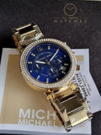 Michael Kors Women’s Quartz Gold Stainless Steel Blue Dial 39mm Watch MK6262