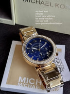 Michael Kors Women’s Quartz Gold Stainless Steel Blue Dial 39mm Watch MK6262