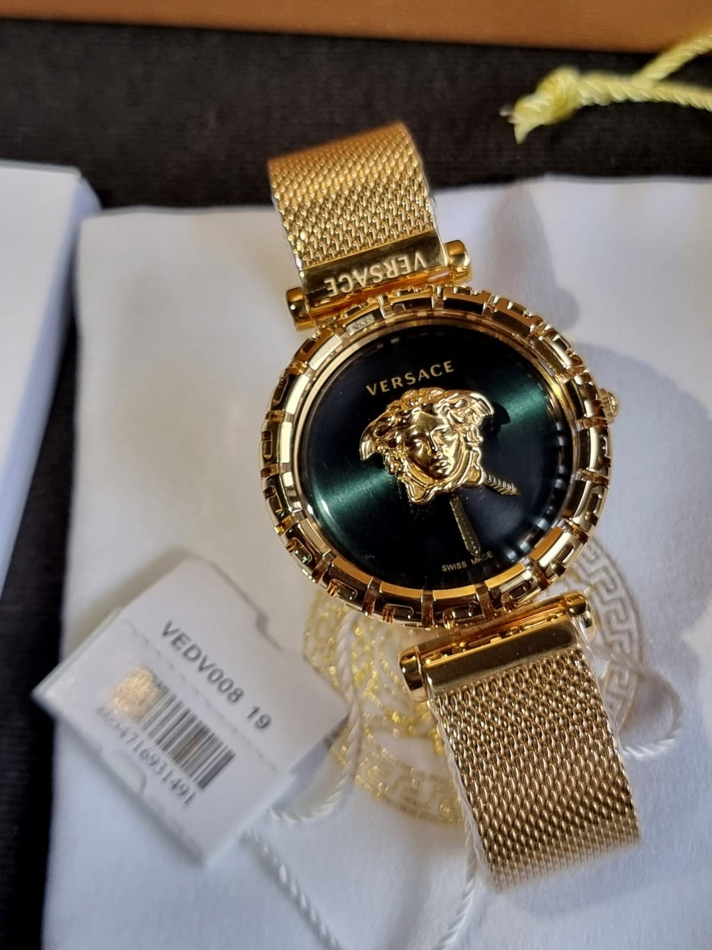 Versace Women’s Quartz Swiss Made Stainless Steel Green Dial 37mm Watch VEDV00819