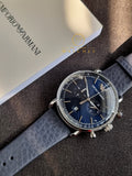 EMPORIO ARMANI Aviator Chronograph Quartz Blue Dial Men s Watch AR1110 Pre OwnedWatches