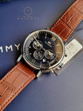 Tommy Hilfiger Men’s Quartz Leather Strap Blue Dial 44mm Watch 1710393