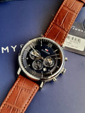 Tommy Hilfiger Men’s Quartz Leather Strap Blue Dial 44mm Watch 1710393