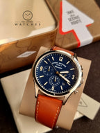 Fossil Men’s Quartz Leather Strap Blue Dial 46mm Watch FS5607