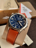 Fossil Men’s Quartz Leather Strap Blue Dial 46mm Watch FS5607