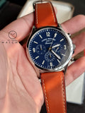 Fossil Men’s Quartz Leather Strap Blue Dial 46mm Watch FS5607