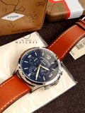 Fossil Men’s Quartz Leather Strap Blue Dial 46mm Watch FS5607