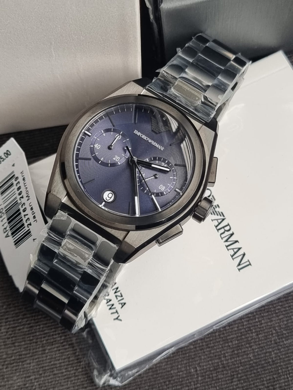 Emporio Armani Men’s Quartz Black Stainless Steel Blue Dial 43mm Watch AR11561