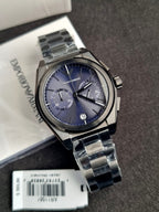 Emporio Armani Men’s Quartz Black Stainless Steel Blue Dial 43mm Watch AR11561