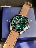 Tommy Hilfiger Men’s Quartz Brown Leather Strap Green Dial 46mm Watch 1791983