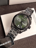 Emporio Armani Men’s Quartz Black Stainless Steel Green Dial 43mm Watch AR11562