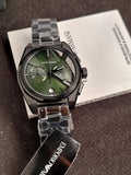 Emporio Armani Men’s Quartz Black Stainless Steel Green Dial 43mm Watch AR11562