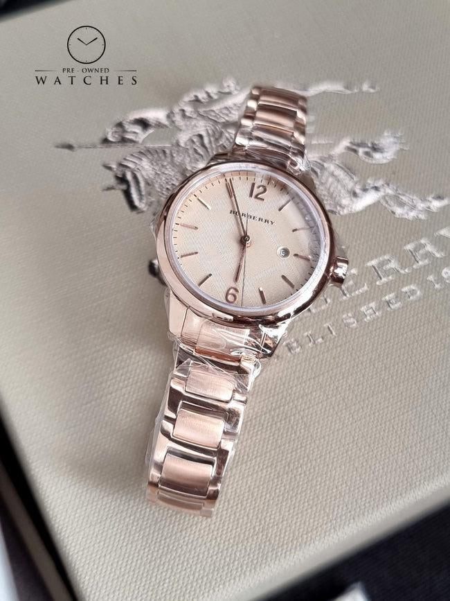 BURBERRY ROSE GOLD SWISS STAINLESS STEEL BRACELET DESIGNER LADIES WATCH BU10116 Hover Image