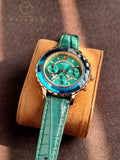 Swarovski Ladies Watch Green Dial Green Leather Strap Quartz Watch