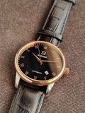 Binger Rose Gold Bezel Black Dial 38mm Automatic Watch