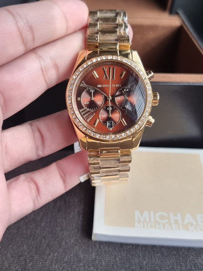 Michael Kors Lexington Lux Chronograph Gold-Tone Stainless Steel Watch MK7276 Hover Image