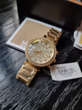 Michael Kors MK5856 Parker Gold Analog Chrono Glitz Dial Steel Women Watch