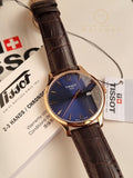 TISSOT Men’s Swiss Made Quartz Brown Leather Strap Blue Dial 42mm Watch T063.610.36.047.00
