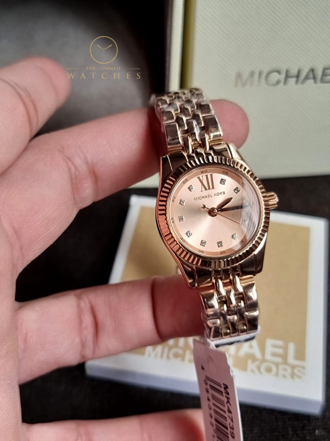 Michael Kors Lexington Three Hand Rose Gold Tone Stainless Steel Watch MK4739 Hover Image