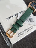 Emporio Armani Women’s Quartz Green Leather Strap Black Mother of Pearl Dial 24mm Watch AR11149