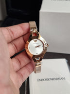 EMPORIO ARMANI Classic Rose Gold Stainless Steel Silver Dial Quartz Watch for Ladies - AR7362