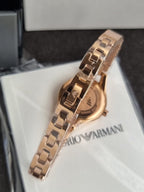 EMPORIO ARMANI Classic Rose Gold Stainless Steel Silver Dial Quartz Watch for Ladies - AR7362