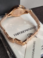 EMPORIO ARMANI Classic Rose Gold Stainless Steel Silver Dial Quartz Watch for Ladies - AR7362