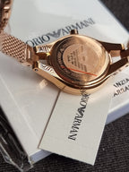 EMPORIO ARMANI Classic Rose Gold Stainless Steel Silver Dial Quartz Watch for Ladies - AR7362