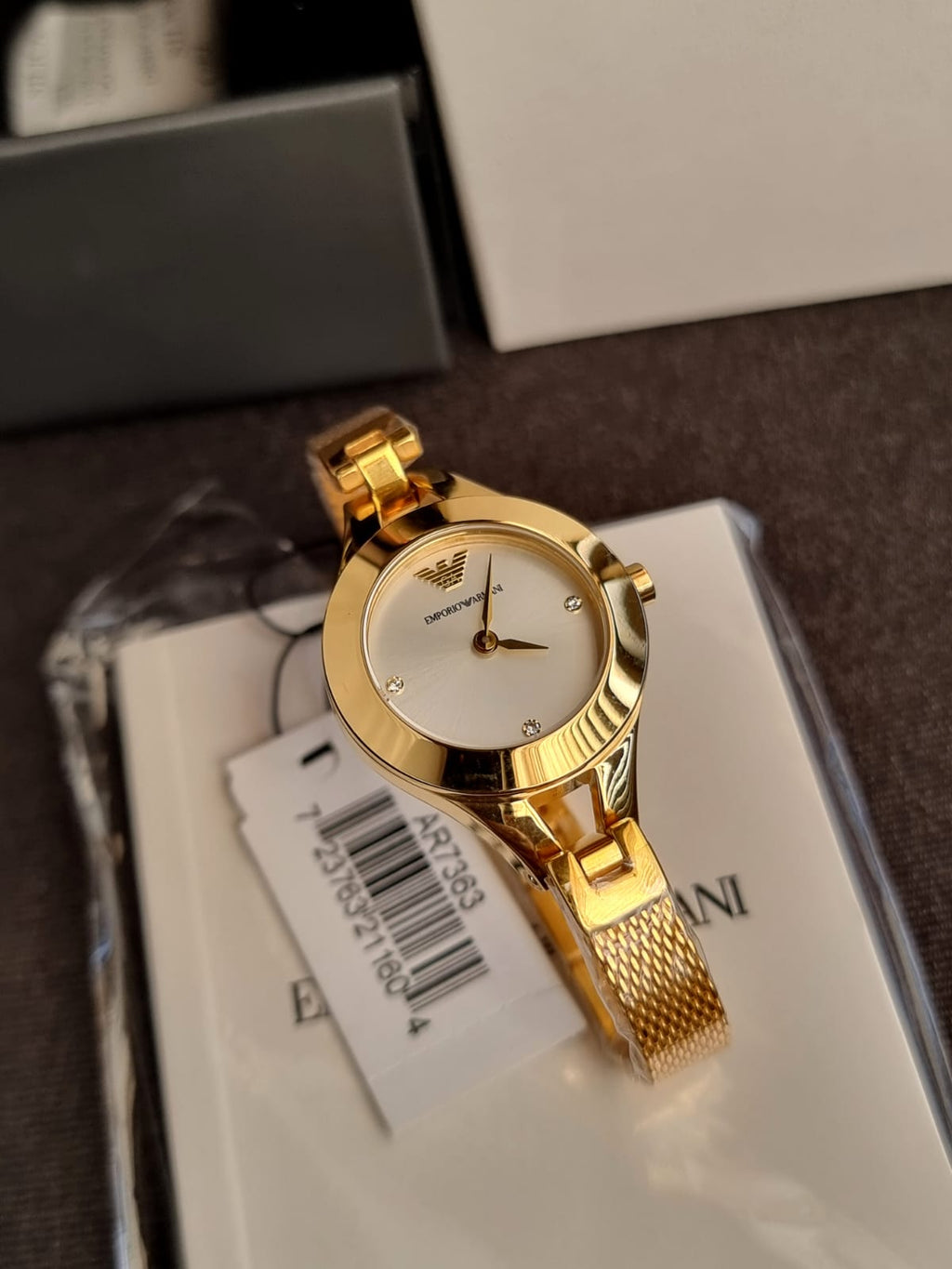 Emporio Armani Classic Gold Stainless Steel Silver Dial Quartz Watch for Ladies – AR7363