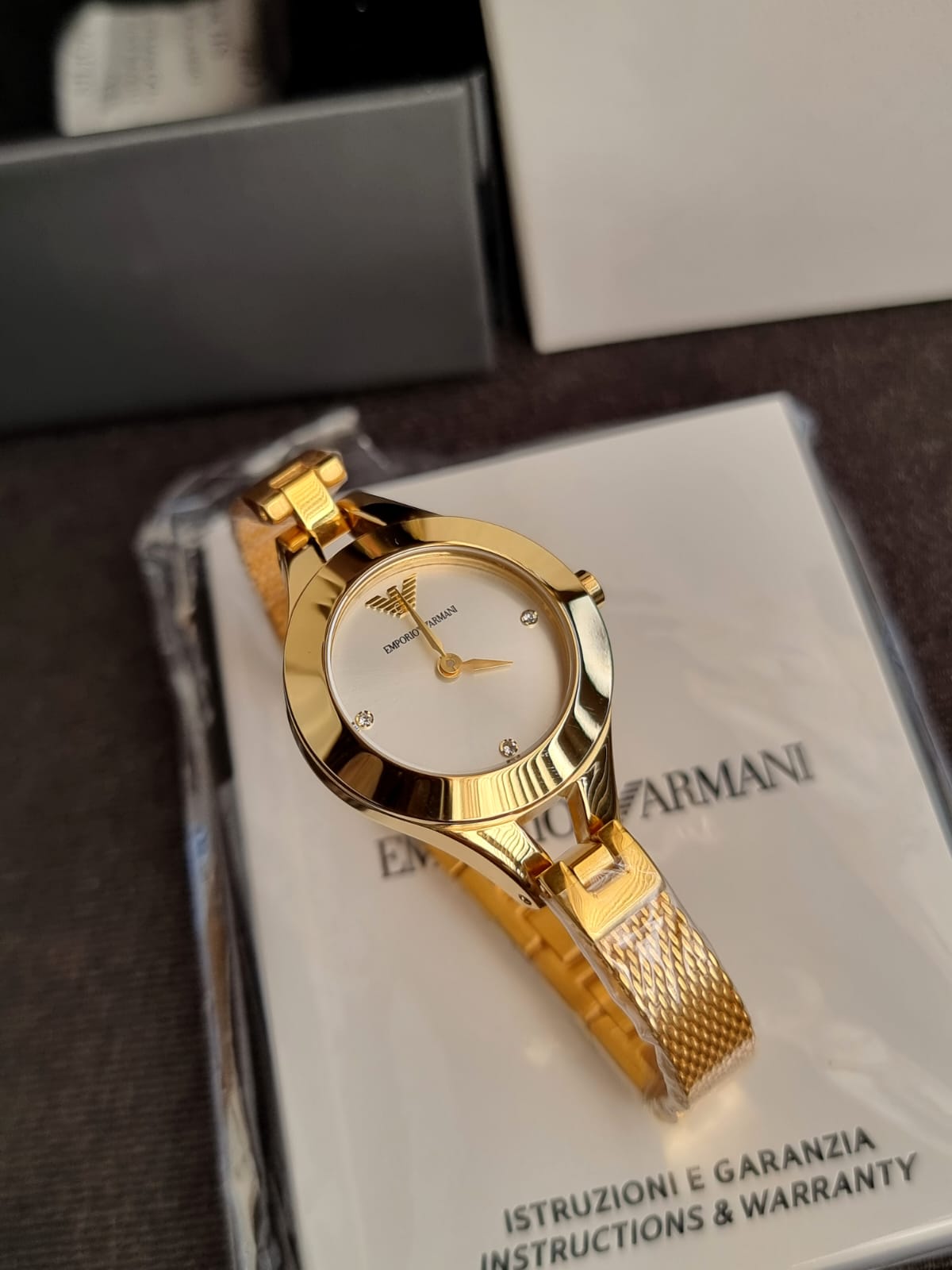 Emporio Armani Classic Gold Stainless Steel Silver Dial Quartz Watch for Ladies – AR7363