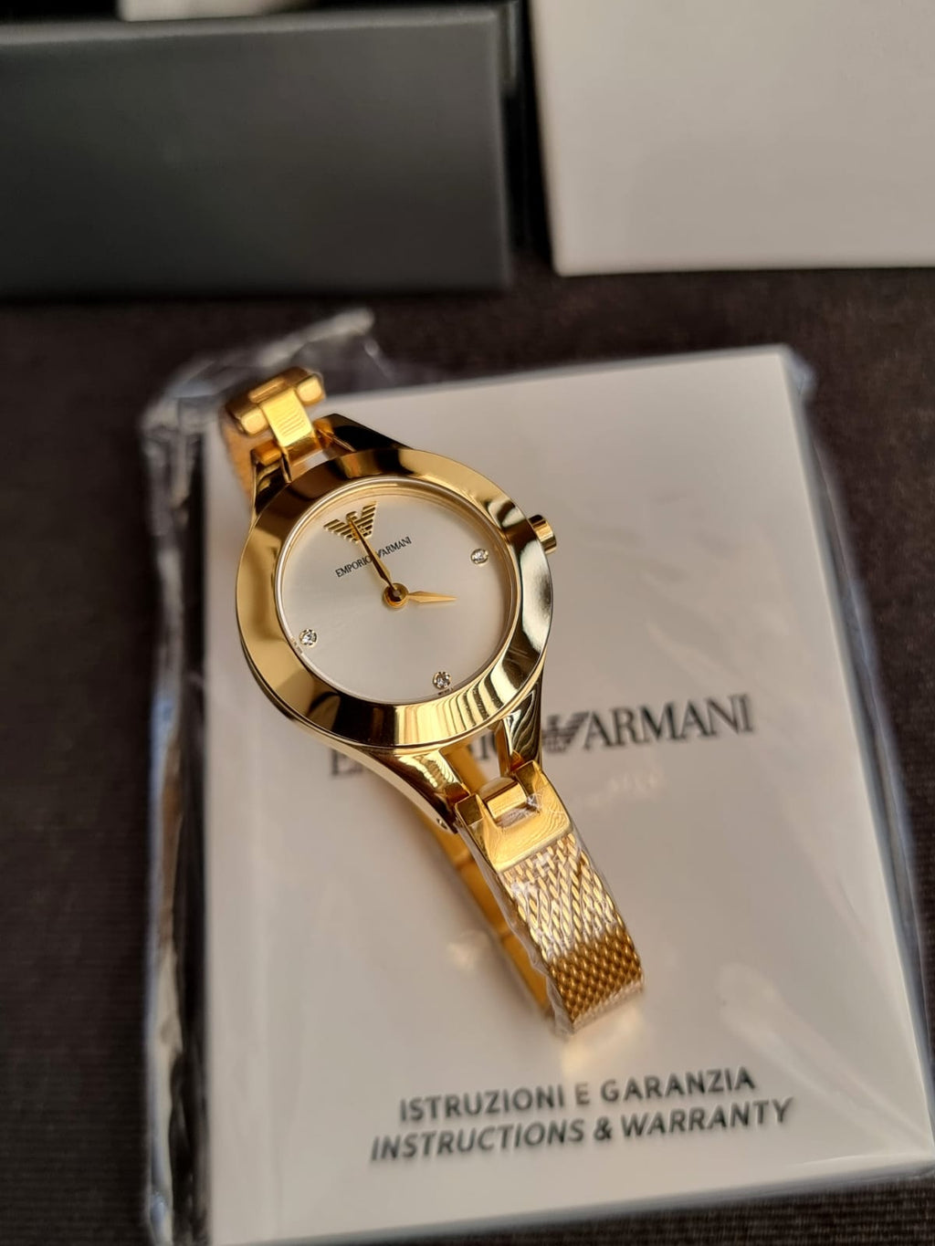 Emporio Armani Classic Gold Stainless Steel Silver Dial Quartz Watch for Ladies – AR7363