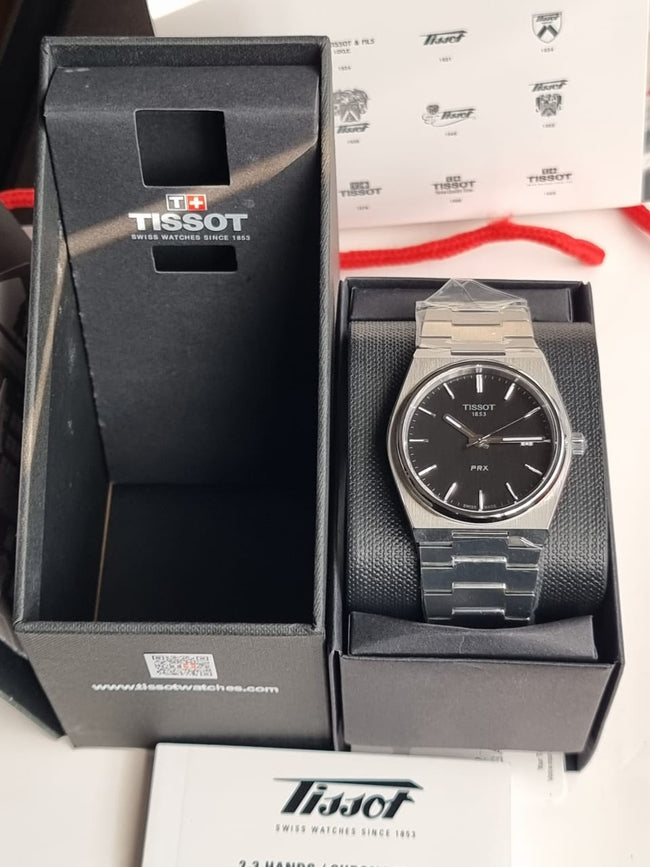 Tissot PRX Silver Stainless Steel Black Dial Quartz Watch for Men’s – T137.410.11.051.00 Main Image