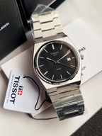 Tissot PRX Silver Stainless Steel Black Dial Quartz Watch for Men’s – T137.410.11.051.00