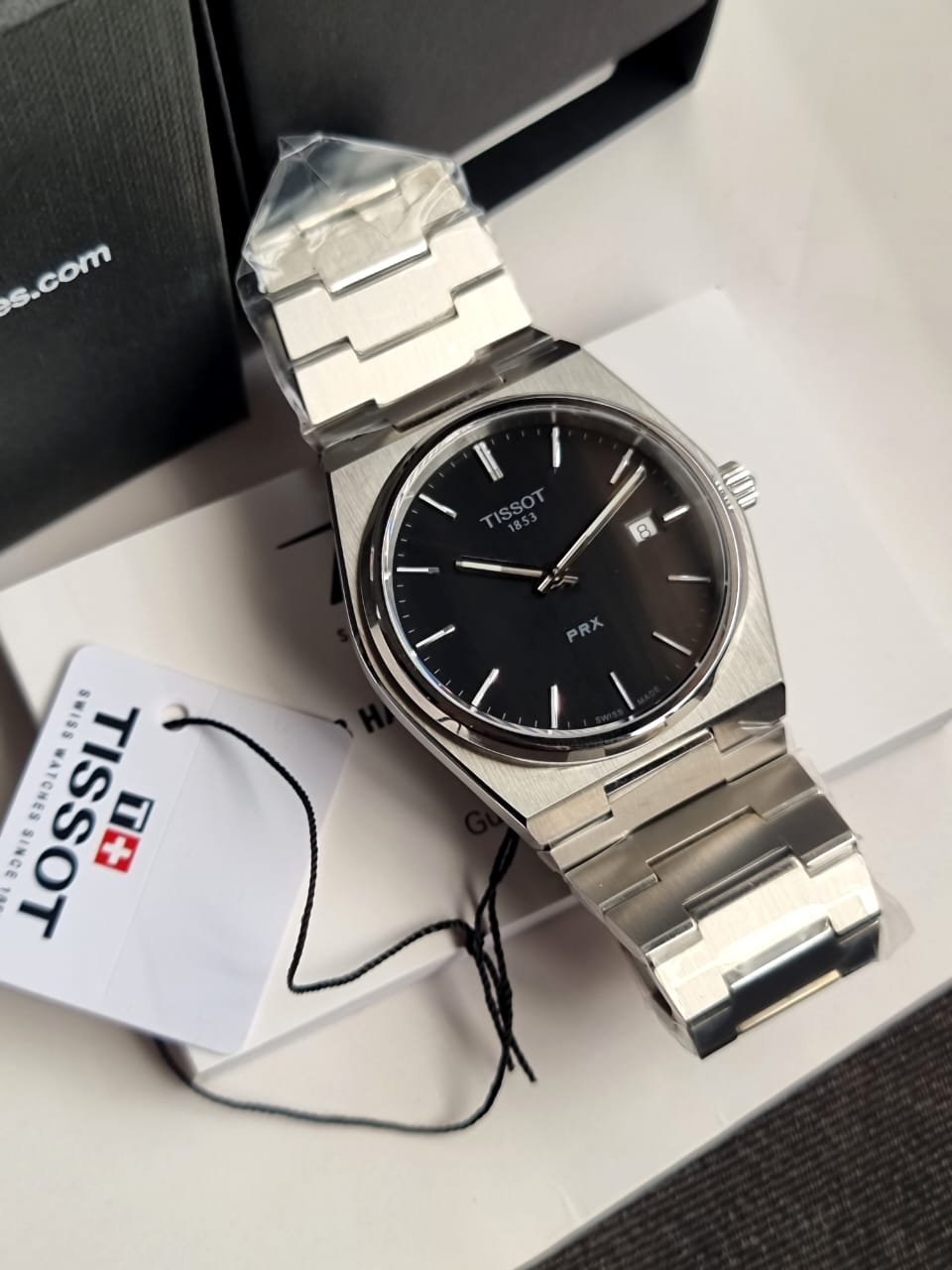 Tissot PRX Silver Stainless Steel Black Dial Quartz Watch for Men’s – T137.410.11.051.00
