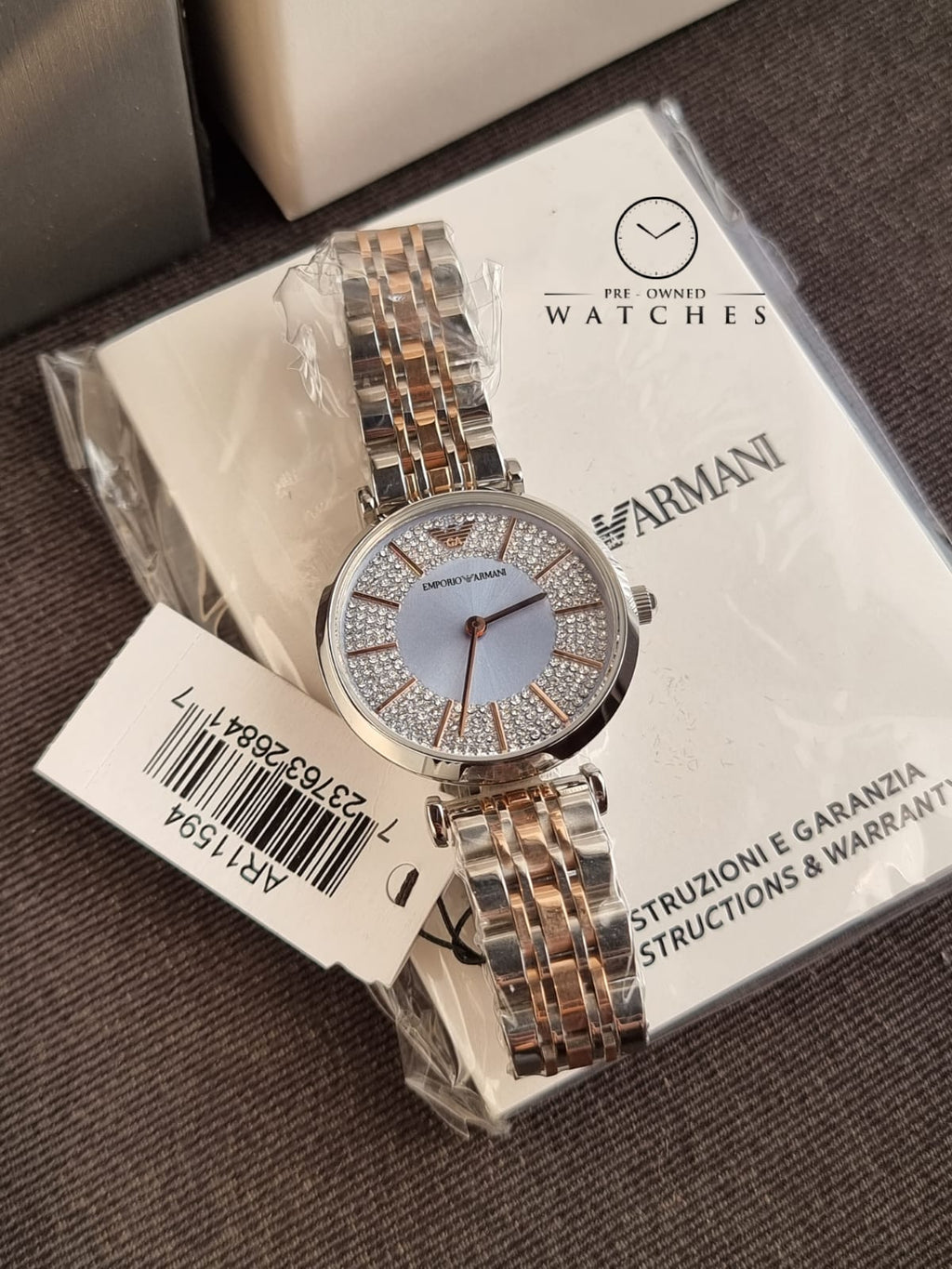 Emporio Armani Women’s Quartz Silver Stainless Steel Blue Dial 32mm Watch AR11594