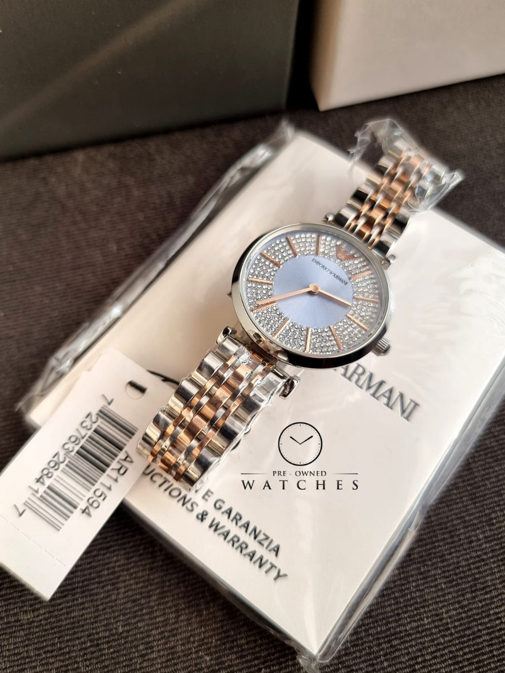 Emporio Armani Women’s Quartz Silver Stainless Steel Blue Dial 32mm Watch AR11594