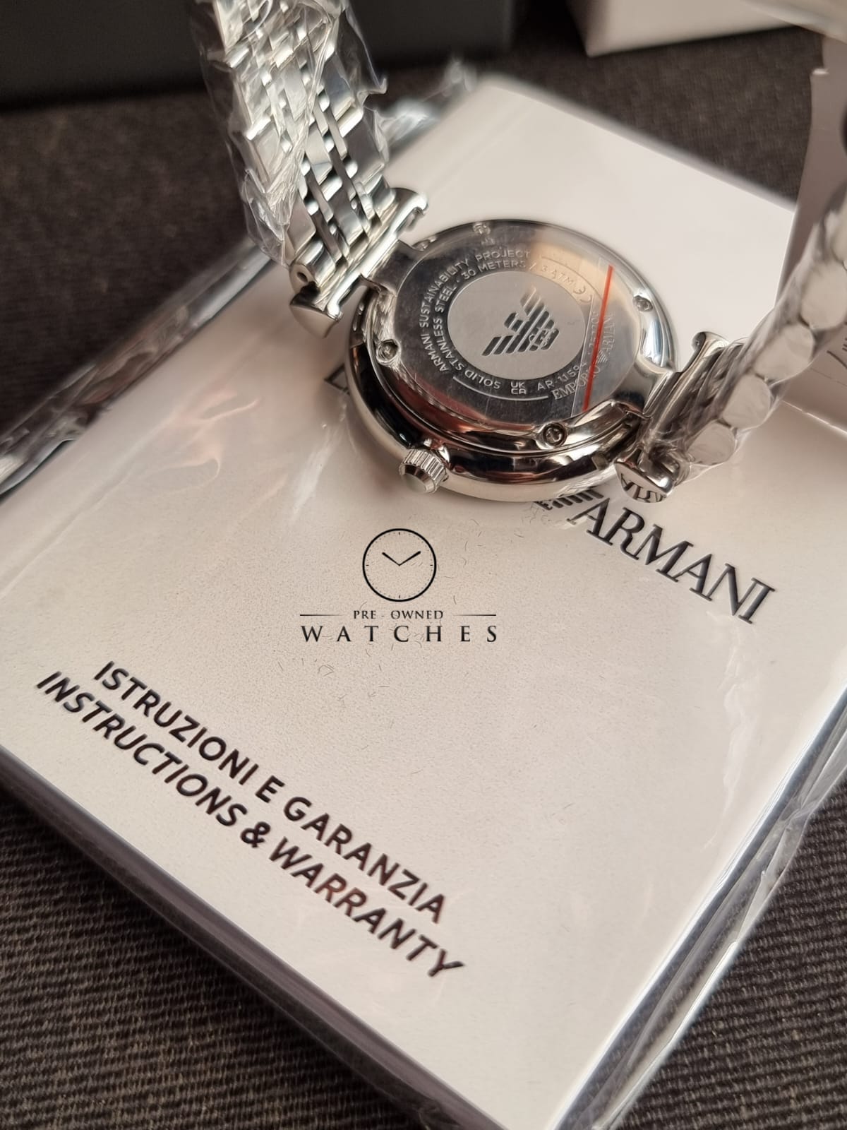 Emporio Armani Women’s Quartz Silver Stainless Steel Blue Dial 32mm Watch AR11594