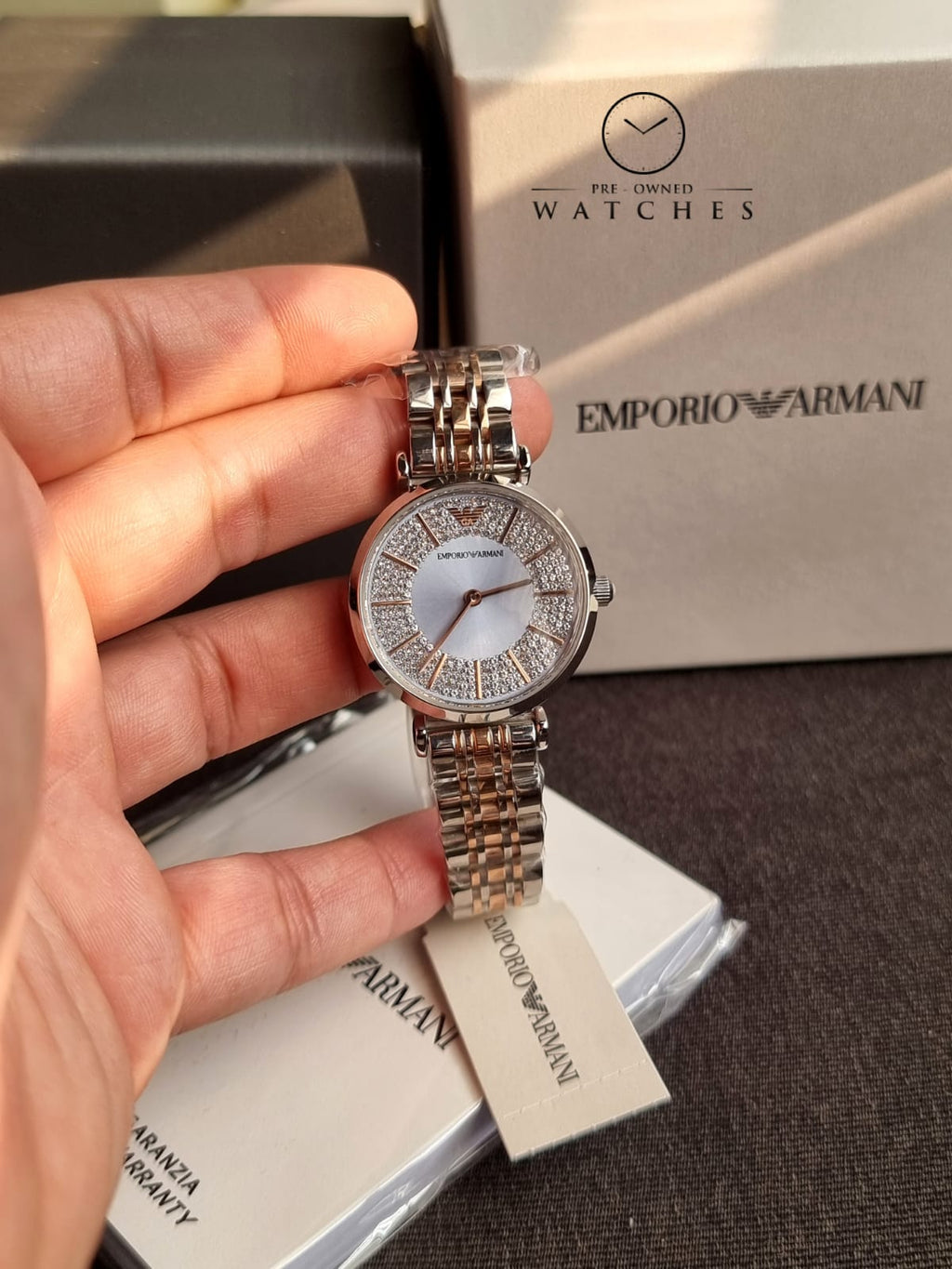 Emporio Armani Women’s Quartz Silver Stainless Steel Blue Dial 32mm Watch AR11594