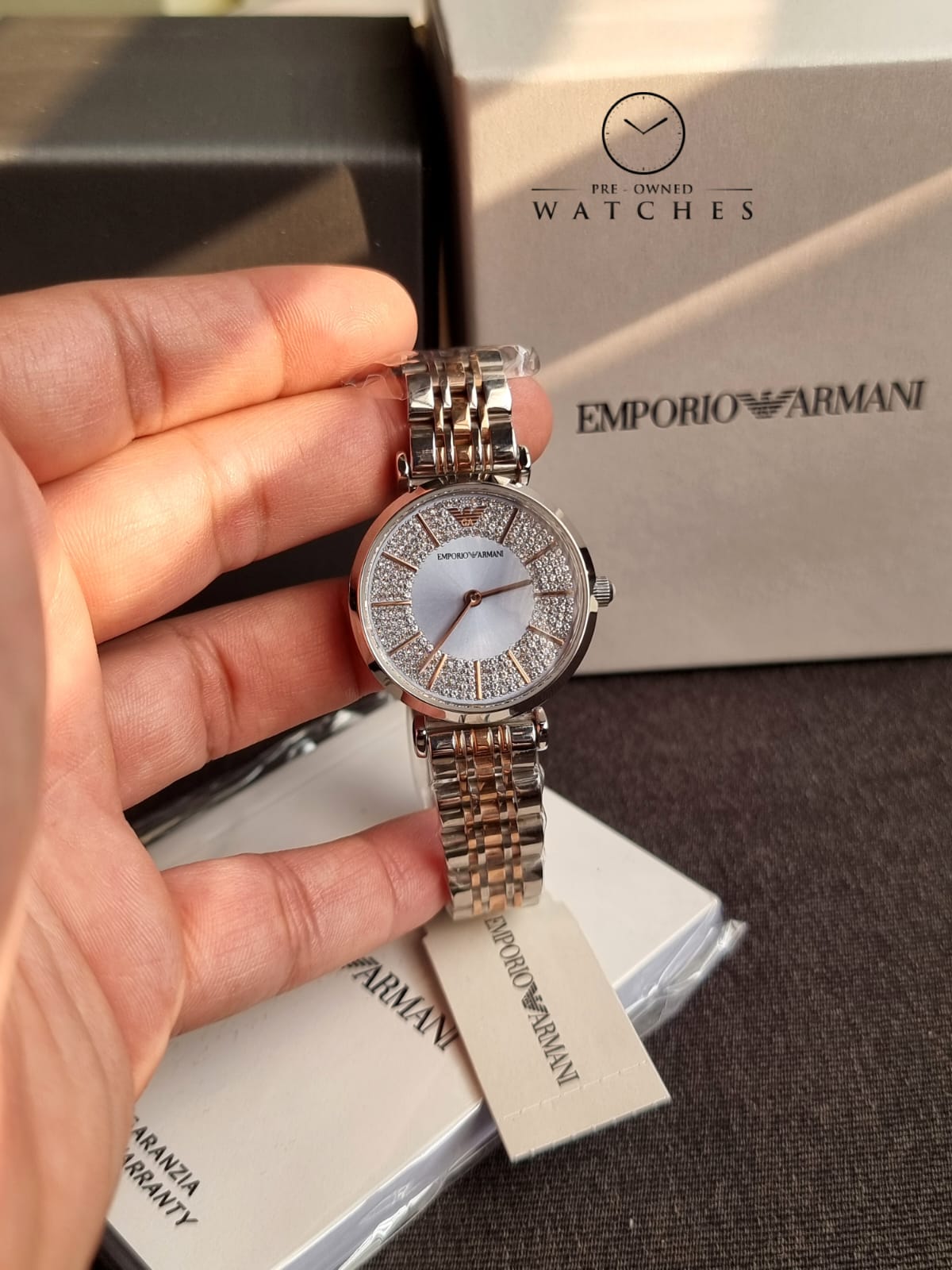 Emporio Armani Women’s Quartz Silver Stainless Steel Blue Dial 32mm Watch AR11594