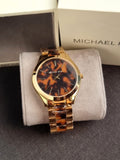 Michael Kors Runway Two-Tone Stainless Steel Tortoise-shell Dial Quartz Watch for Ladies - MK4284