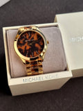 Michael Kors Runway Two-Tone Stainless Steel Tortoise-shell Dial Quartz Watch for Ladies - MK4284