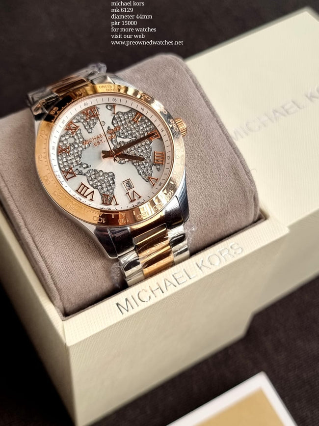 Michael Kors White/Rose gold colored steel Ø44 mm MK6129 Hover Image