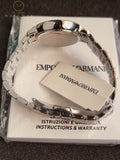 Emporio Armani Cleo Silver Stainless Steel Mother Of Pearl Dial Quartz Watch for Ladies - AR11484