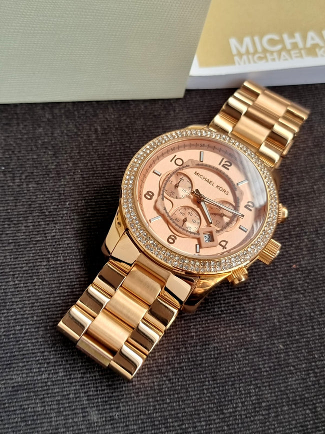 Michael Kors Runway Rose gold colored/Rose gold colored steel 45 mm Quartz Hover Image