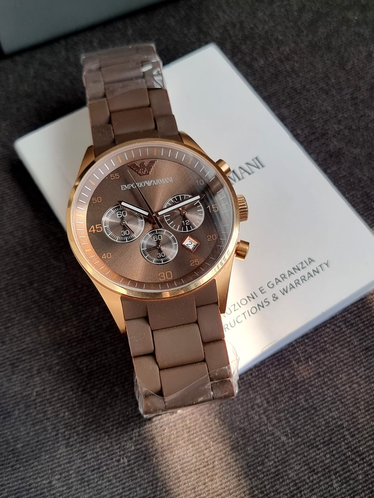 Brown Silicone Ar5890 Price Armani Watch Strap AR5890 ⌚ Armani