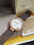 Michael Kors Women’s Quartz Brown Leather Strap White Dial 39mm Watch MK6917