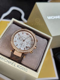 Michael Kors Women’s Quartz Brown Leather Strap White Dial 39mm Watch MK6917