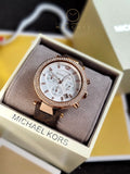Michael Kors Women’s Quartz Brown Leather Strap White Dial 39mm Watch MK6917