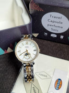 Jacqueline Sun Moon Multifunction Rose Gold-Tone Stainless Steel Watch