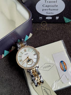 Jacqueline Sun Moon Multifunction Rose Gold-Tone Stainless Steel Watch